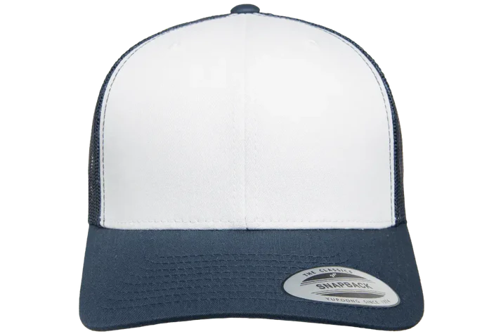 YP Classics® 6606W Retro Trucker Cap with White Front Panel with PUFF 3D Embroidery