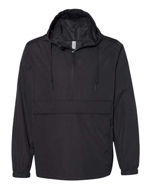 Water Resistant 1/2 Length Zip Windbreaker Anorak Hooded Jacket