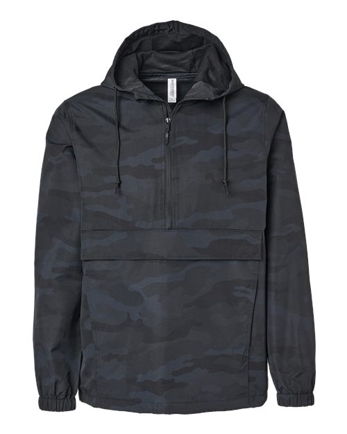 Water Resistant 1/2 Length Zip Windbreaker Anorak Hooded Jacket
