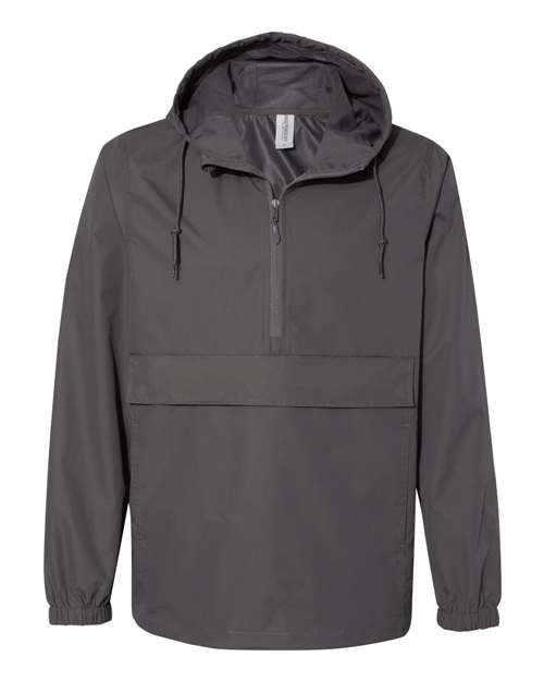 Water Resistant 1/2 Length Zip Windbreaker Anorak Hooded Jacket