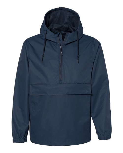 Water Resistant 1/2 Length Zip Windbreaker Anorak Hooded Jacket