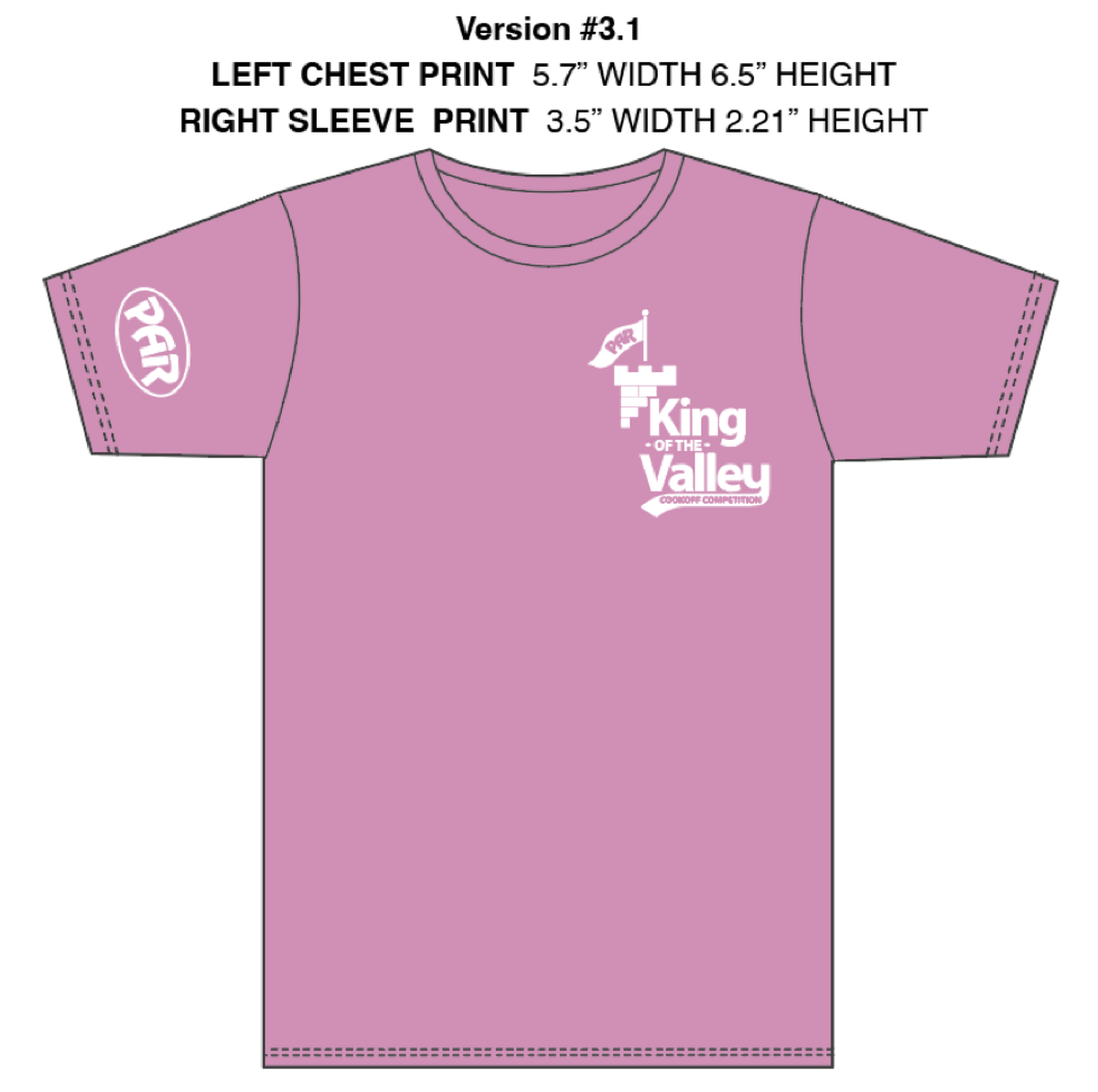 KING of the VALLEY Graphic Tee. Left Chest and Right Sleeve Print.