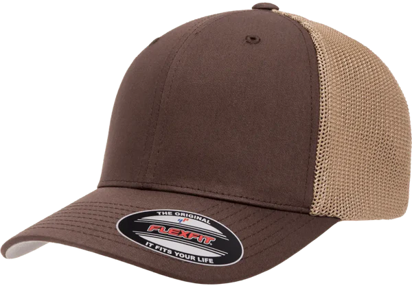 Flexfit® Fitted 6511T 2-Tone Trucker Mesh Cap with Embroidered Patch