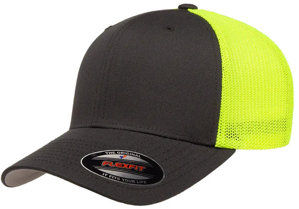 Flexfit® Fitted 6511T 2-Tone Trucker Mesh Cap with Embroidered Patch