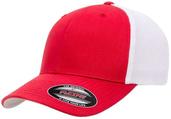 Flexfit® Fitted 6511T 2-Tone Trucker Mesh Cap with Embroidered Patch