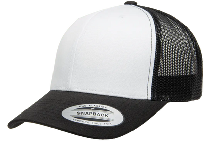 YP Classics® 6606W Retro Trucker Cap with White Front Panel with PUFF 3D Embroidery