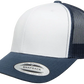 YP Classics® 6606W Retro Trucker Cap with White Front Panel with PUFF 3D Embroidery